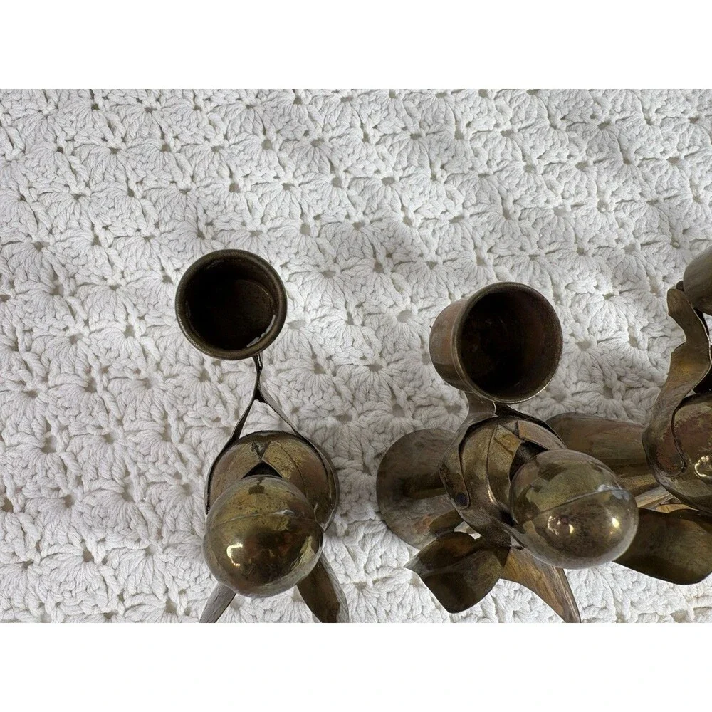 Vintage MCM Copper Brass Angel Candle Holders 4.5